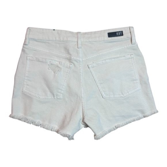 Kut From The Kloth Jane High Rise Short Size 0 Off White/Cream Ivory Distressed - Picture 7 of 11
